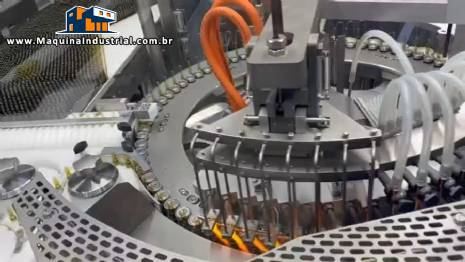 Envasadora rotativa com seladora e túnel de despirogenização esterilização para ampolas de vidro injetáveis em inox 316L Bausch com CFR 21 ano 2022