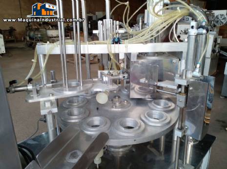 Envasadora semi autom�tica para potes com selo alum�nio Mirainox